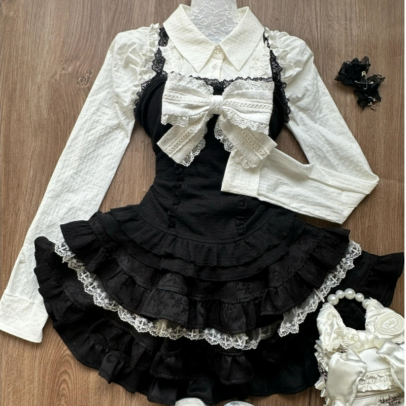 Street Fashion Harajuku - Y2k Esthetische Lolita Stijl 3-delige Set