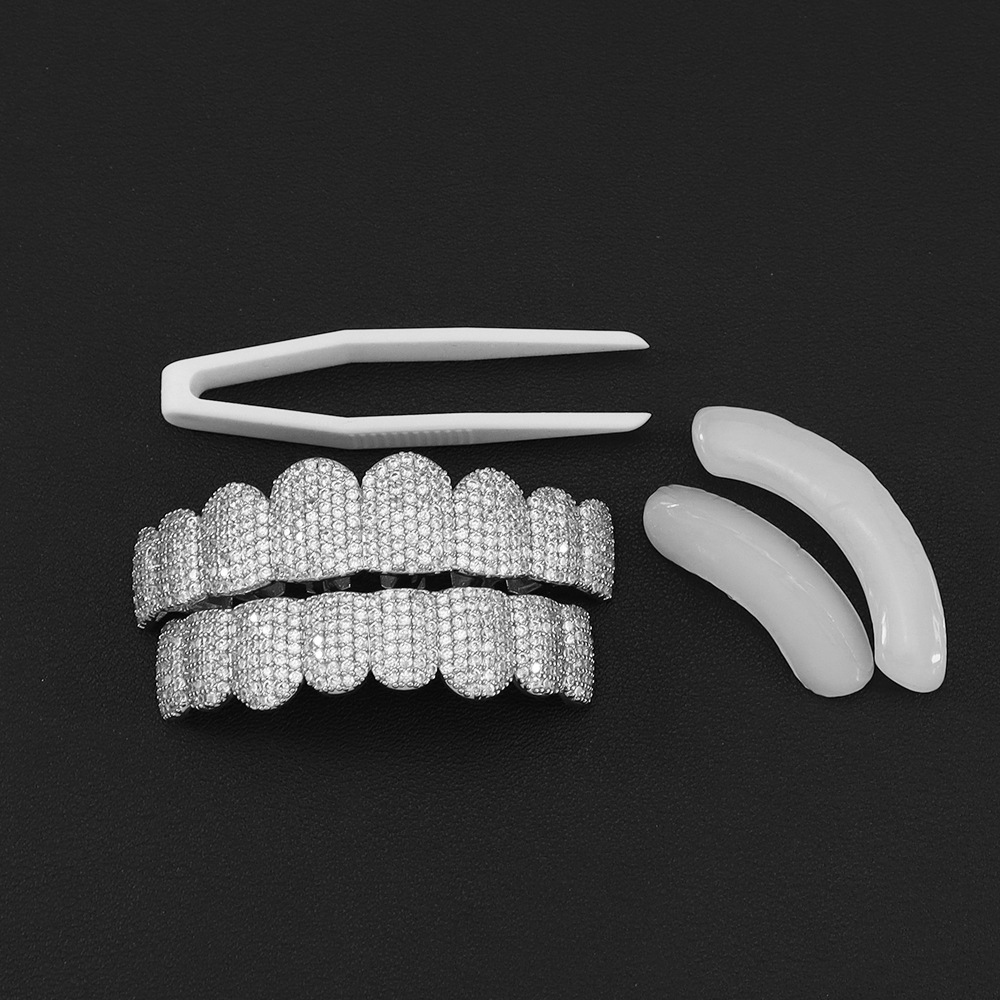 Street Fashion Jewelry - Zilveren, volledig beïnvloede CZ Zirkoon tanden