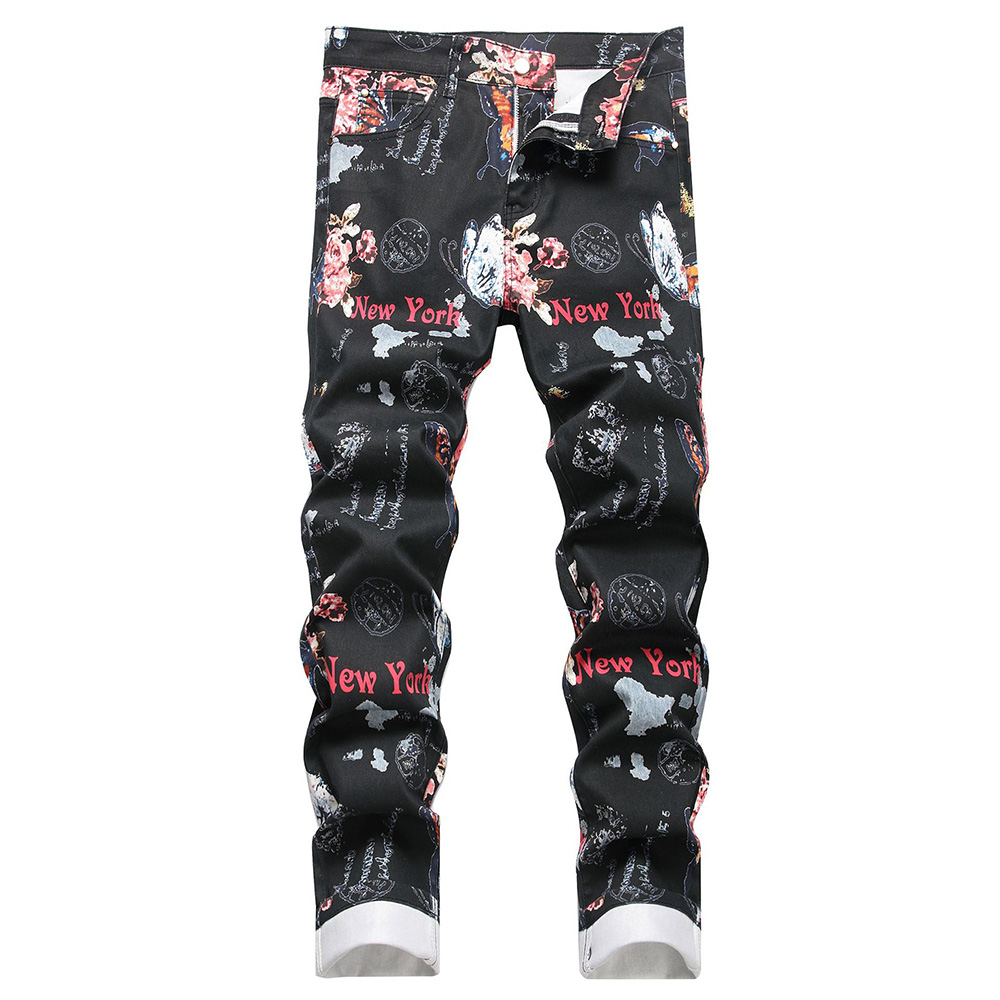 Street Fashion Of New York - Heren jeans met digitale print Modebloem
