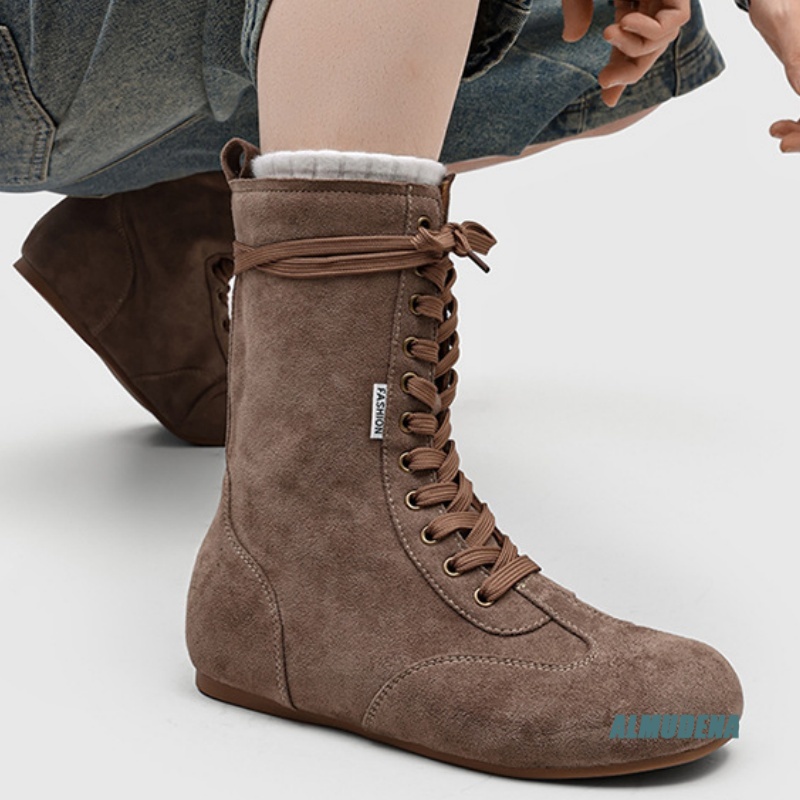 Street Fashion Winter 2026 - Heren Suède Halfhoge Veterschoenen Ronde Neus