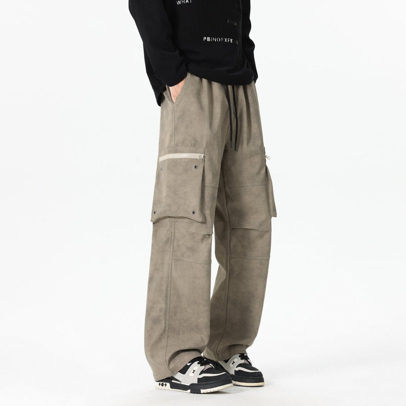 Cargo Pant Wide - Heren elastische zak met hoge taille