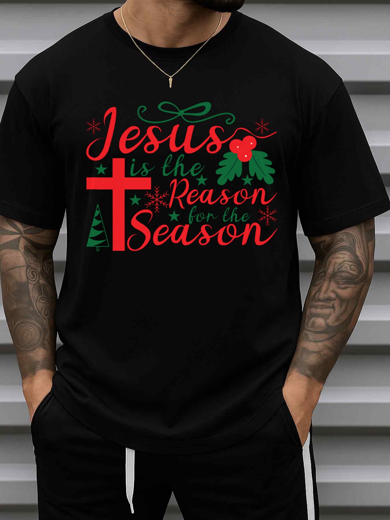 Street Fashion Theme - Kerst T-shirt met christelijk thema Heren
