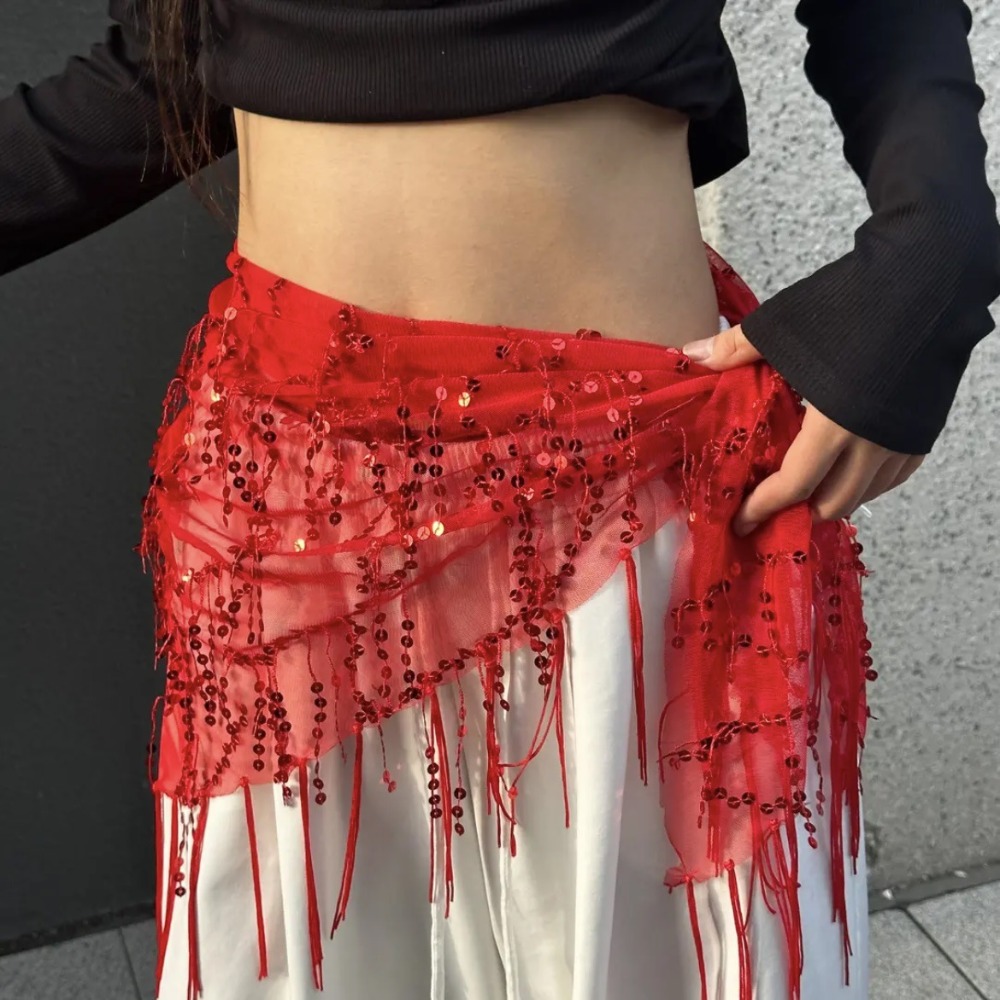 Street Fashion Thailand - Mode Pailletten Buikdans Riem Kwasten Jazzdans