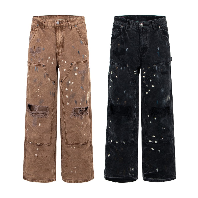 Street Fashion Of Japan - Amerikaanse retro high street gescheurde denimbroek