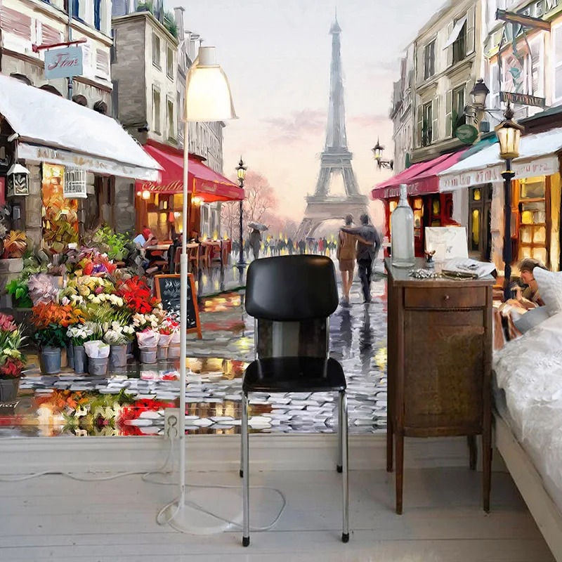 Europese stijl straat olieverf - Street Fashion Wallpaper recensie en prijs